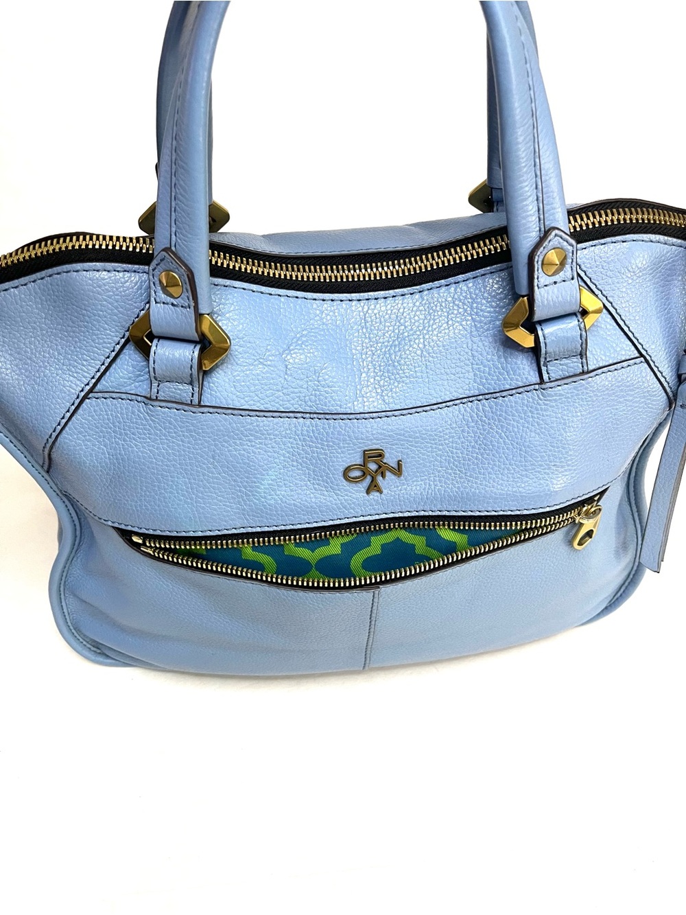Oryany Sarah Sky Blue Pebbled Leather Satchel - Picture 7 of 11